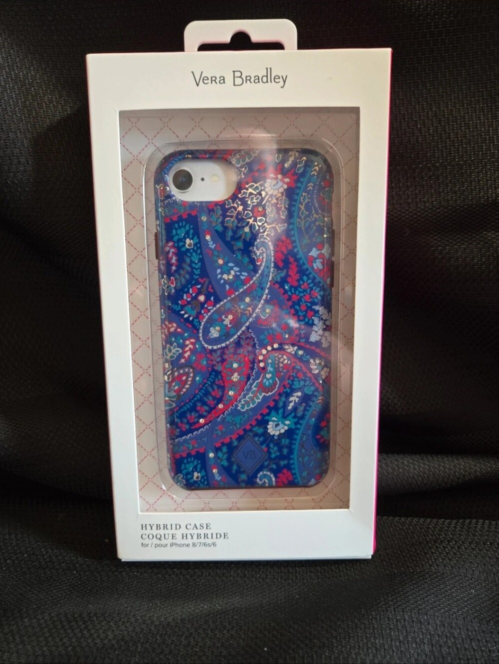 Vera Bradley Blue Paisley Hybrid Phone Case with Pink Accents NIB
